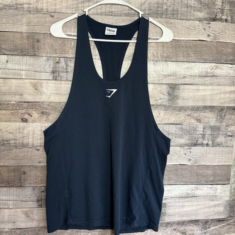 Gymshark Men's React Stringer Tank Top Navy Blue Size XL Athletic Sleeveless